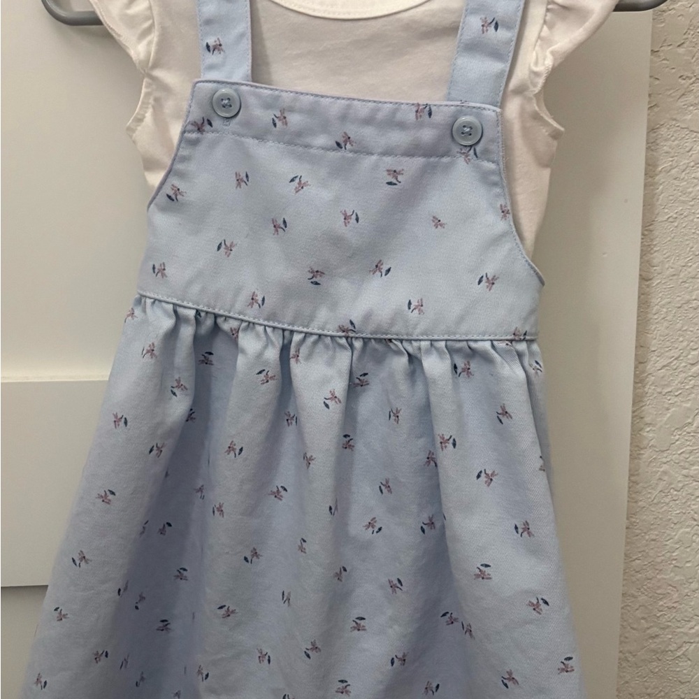 Carter's Light Blue Floral Pinafore Dress